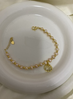 巴洛克淡水珍珠手链高级感贝壳造型手串女轻奢时尚手饰