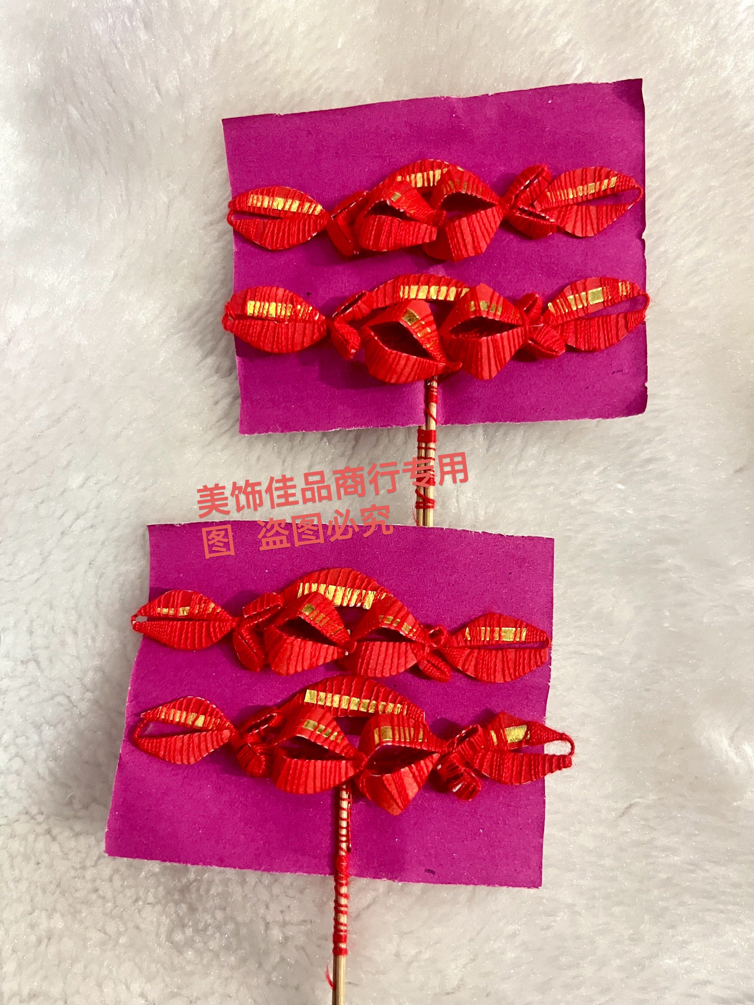 闽南春花厦门金花发夹边夹头花红发饰