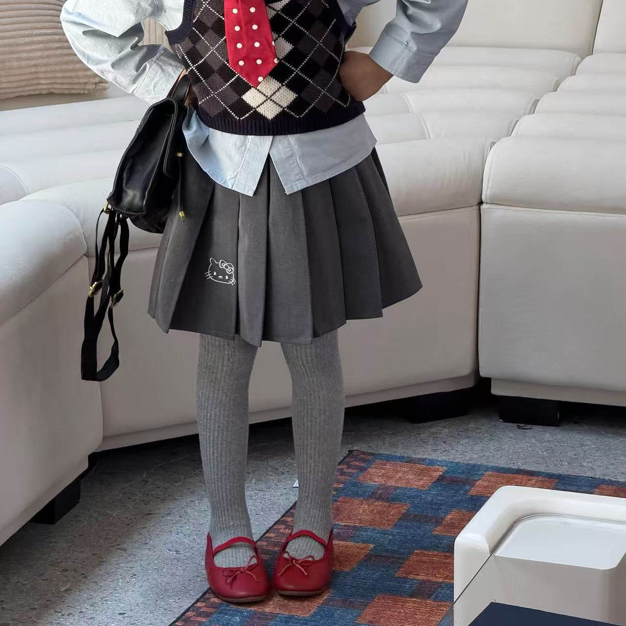 韩系 女童秋季新款2026半身裙儿童百褶裙学院风JK短裙校服裙A字裙