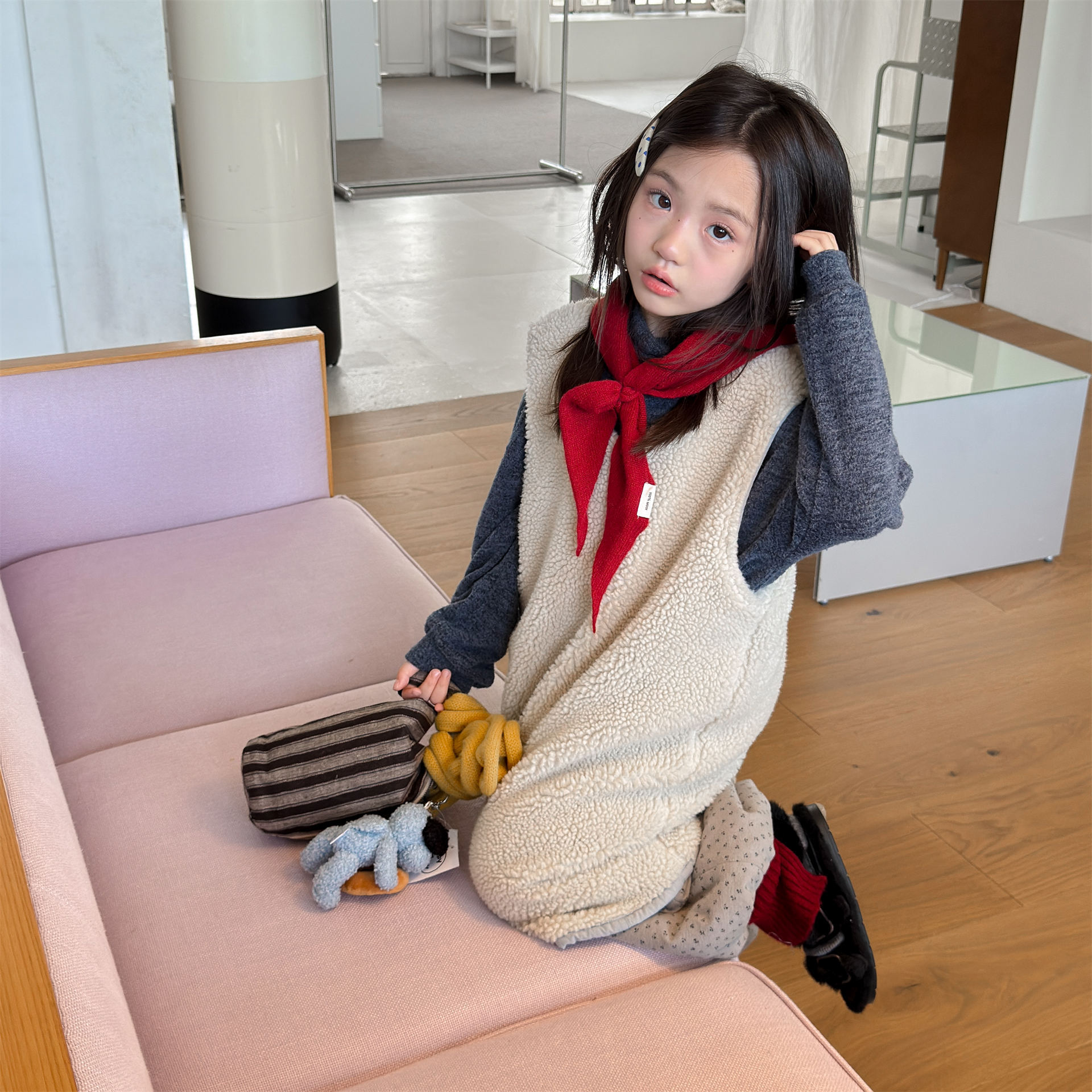 2026韩系秋冬童装秋冬装女童韩版羊羔绒连衣裙冬季两面穿裙子7653