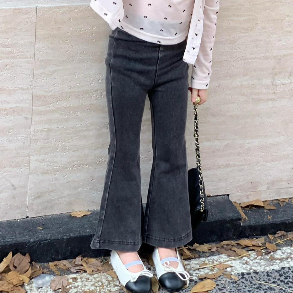 女童裤子2026春夏韩版喇叭裤复古风牛仔裤高弹力微喇裤长裤跨境新
