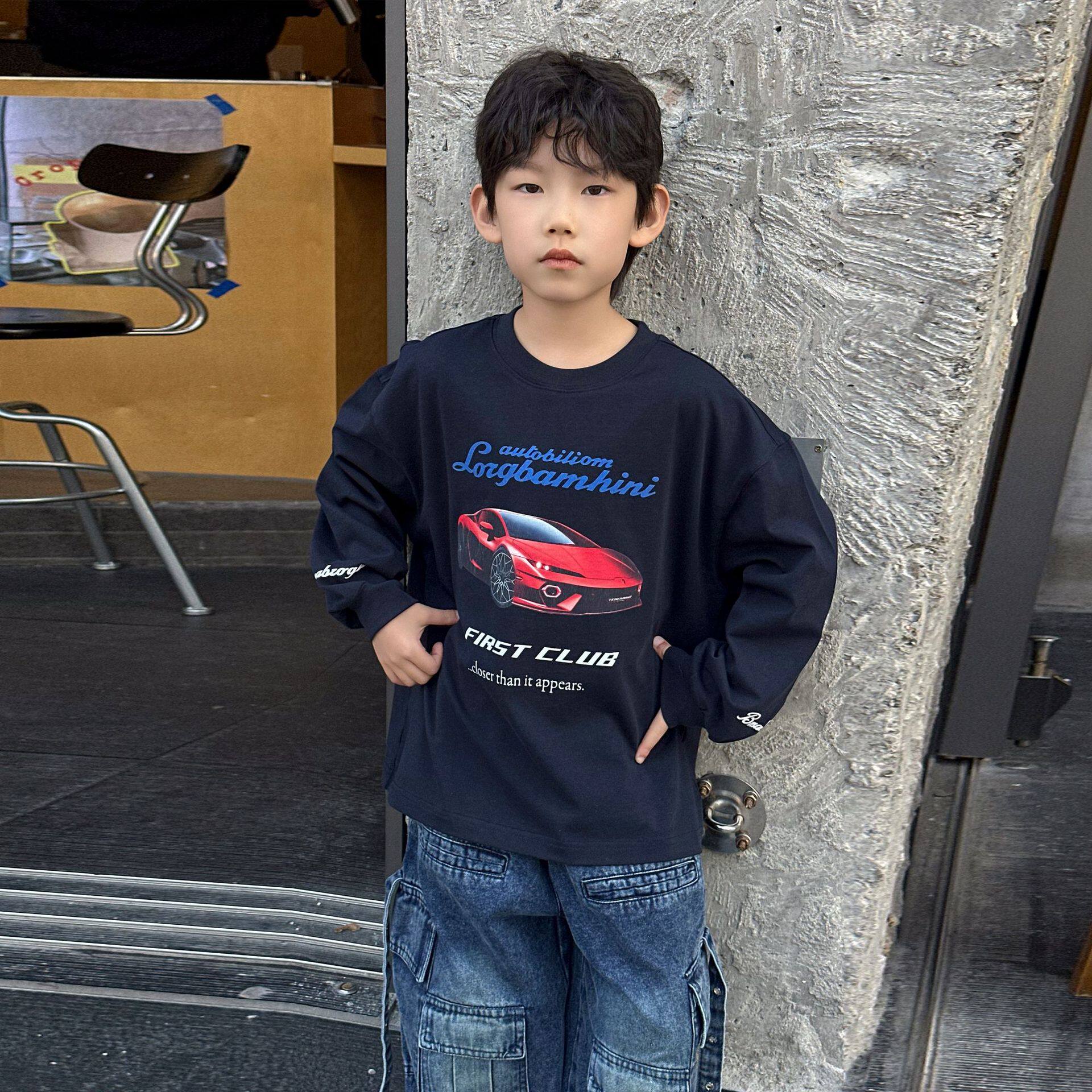 男童春季卫衣圆领帅气上衣2026春秋新款儿童长袖打底衫T恤男孩潮t