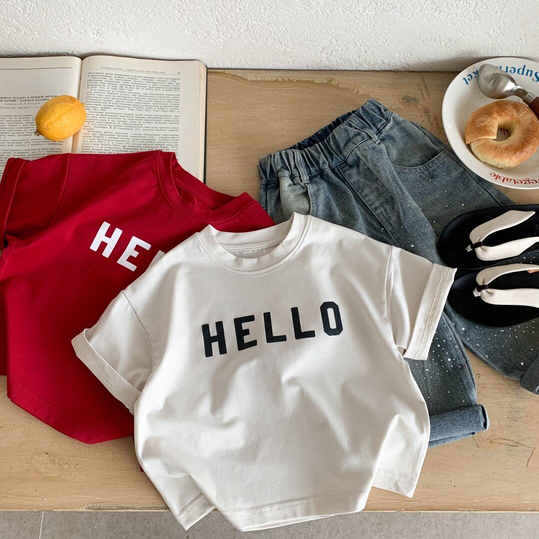 儿童短袖T恤2026夏季新款男童纯棉字母上衣女童卡通印花体恤衫t恤