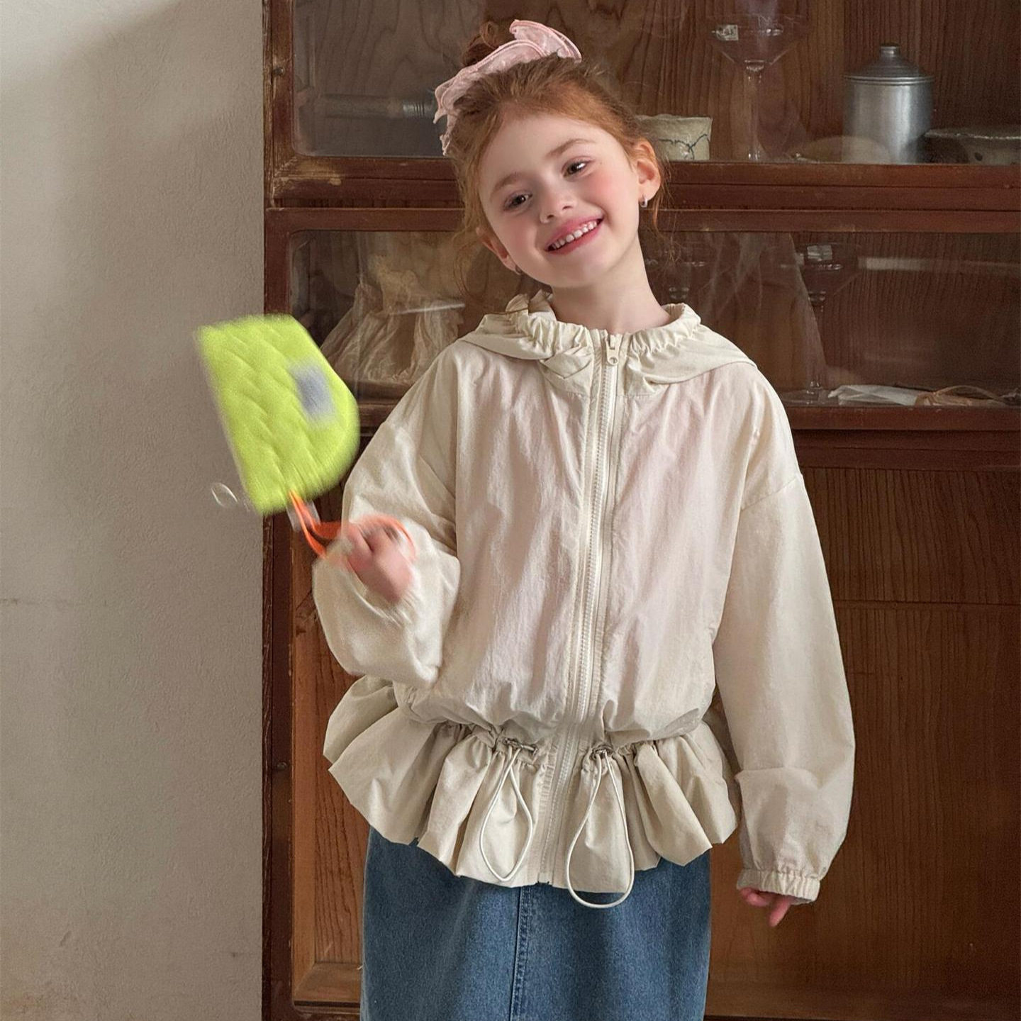 2026春季新款春装新款韩系童装女童外套轻薄连帽长袖防晒衣夹克衫