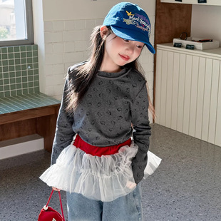 童装2026春季新款女童卡通印花长袖T恤衫女宝修身t恤打底衫上衣韩