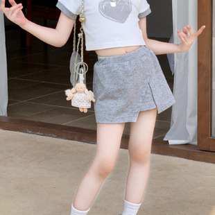 女童半身裙2026夏季辣妹A字裙韩系松紧腰短裤运动侧开叉休闲裙裤