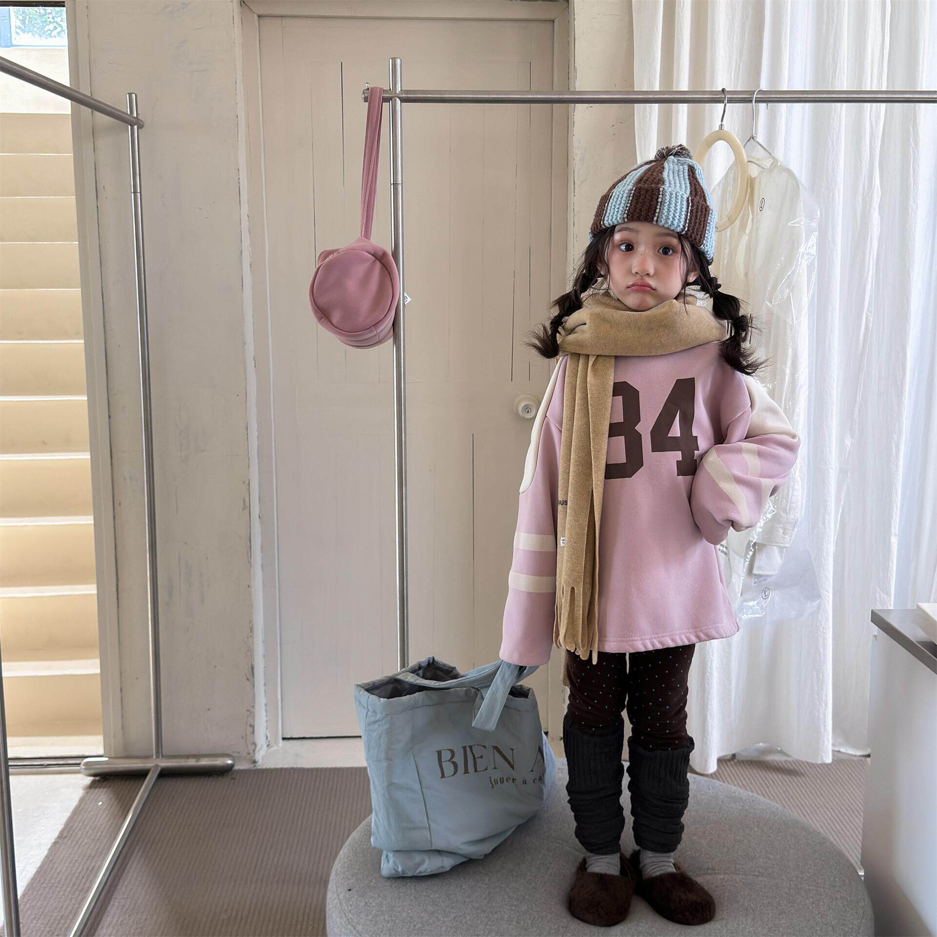 韩系冬装童装儿童冬装韩版加绒保暖卫衣女童男童衣服冬款上衣保暖