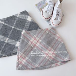 女童新款美式复古粉色格子半身裙秋 冬季爆款a字高腰显瘦毛呢短裙