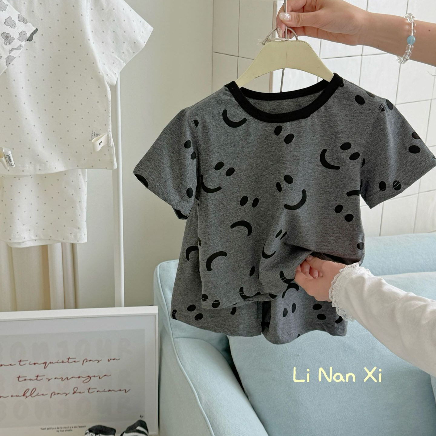 韩系 儿童睡衣夏款男女童薄款短袖可爱卡通印花T恤短裤两件套透气