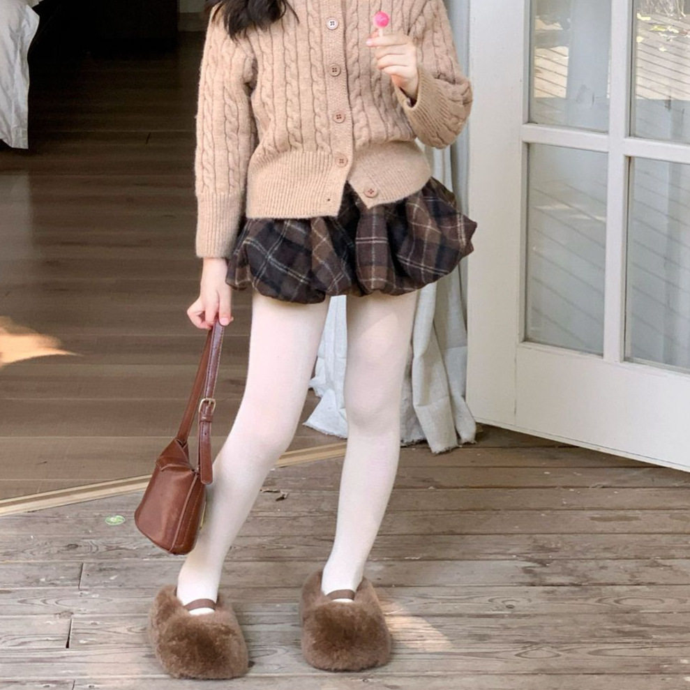 女童半身裙2025冬季新款韩版可爱花苞裙加厚毛呢防走光蛋糕裙跨境