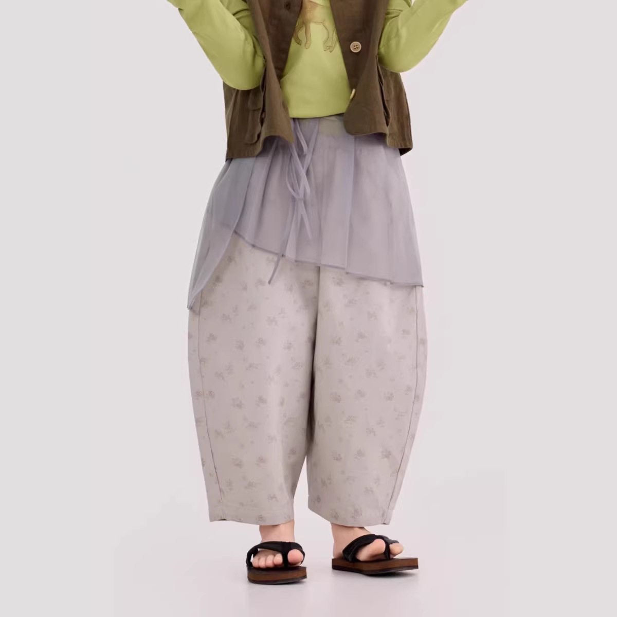 韩系春夏装女童甜美风田园碎花萝卜裤子休闲百搭长裤时髦设计感26