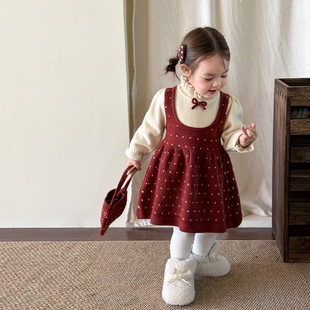 韩系童装女童连衣裙冬装加厚假两件儿童公主裙毛衣裙婴儿女宝裙子