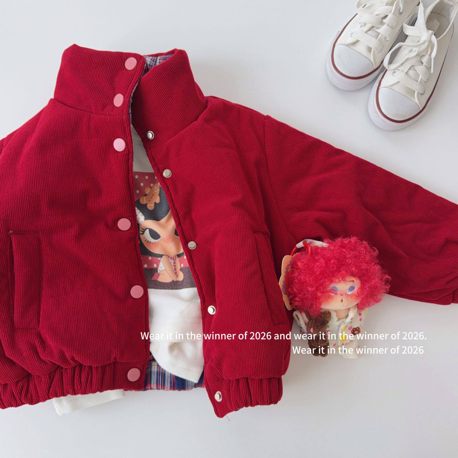 2026冬季新款女童【双面穿】棉服卡通小羊立体贴布棉衣加厚外套韩