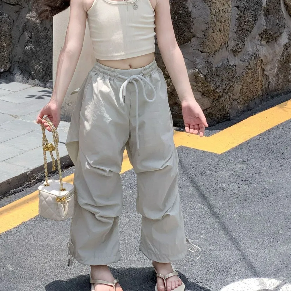 女童工装裤2025夏季新款韩版运动休闲长裤轻薄防晒工装裤百搭裤子