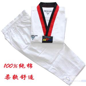 100%纯棉跆拳道服儿童成人春夏秋长袖