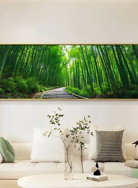 节节高升客厅装饰画带灯发光酒店会所别墅挂画竹子餐厅卧室壁画