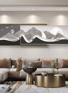 日照金山客厅装饰画新中式沙发背景墙挂画现代简约大气山水风景画