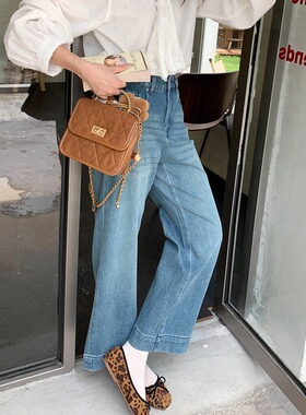 Chic Studio 早秋新款 莱赛尔天丝高腰显瘦九分牛仔裤