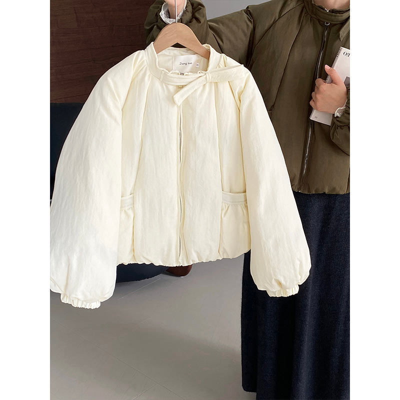 小南瓜花苞设计感羽绒服女宽松灯笼袖白鸭绒上衣6171