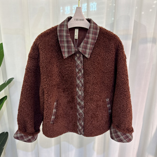 专柜同款 毛呢上衣气质显瘦百搭2026春季 皮毛外套女短款 26W005时尚