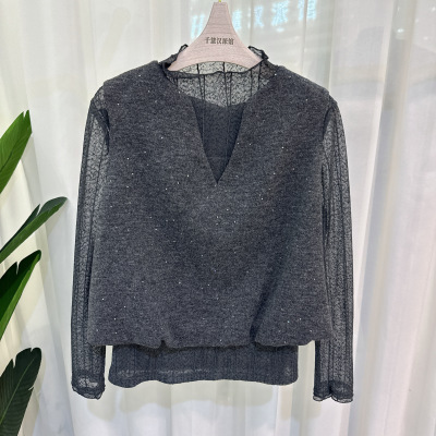 YAS-6A105套装女蕾丝小衫马甲