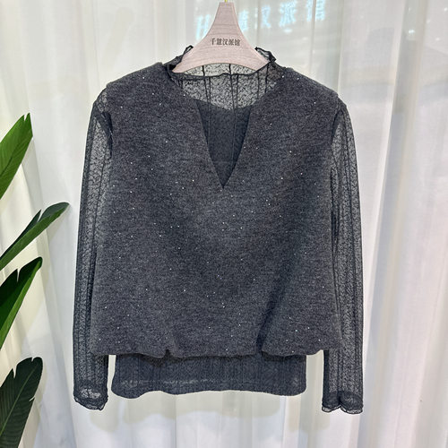 YAS-6A105套装女蕾丝小衫马甲