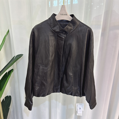 25Q328皮衣女长袖立领短款外套