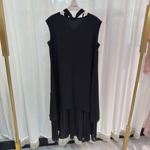 S26XL077时尚无袖连衣裙女拼接