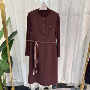 5Q0790时尚套裙女小衫连衣裙两件套腰带丝巾气质2025冬季专柜正品