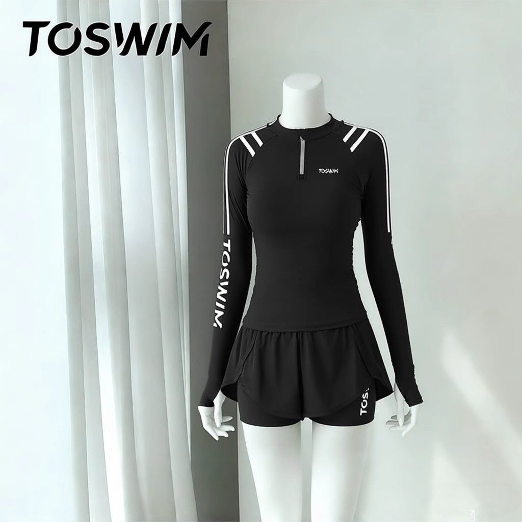 【微瑕清仓-原海极光】TOSWIM拓胜正品游泳衣女士分体长袖泳衣女