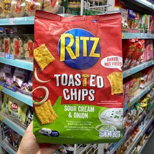 包邮现货 代购RITZ TOASTED CHIPS卡夫乐之酸奶洋葱味薄饼干229g
