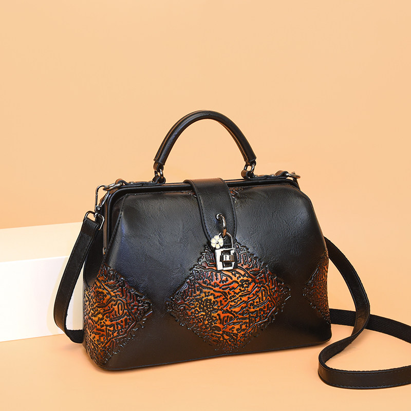 品牌正品2025新款中国风压花手提医生包高档气质大容量单肩斜挎包