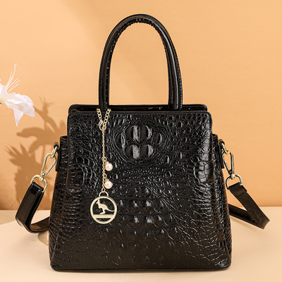 品牌正品手提托特包包女2025新款鳄鱼纹时尚百搭大容量单肩斜挎包