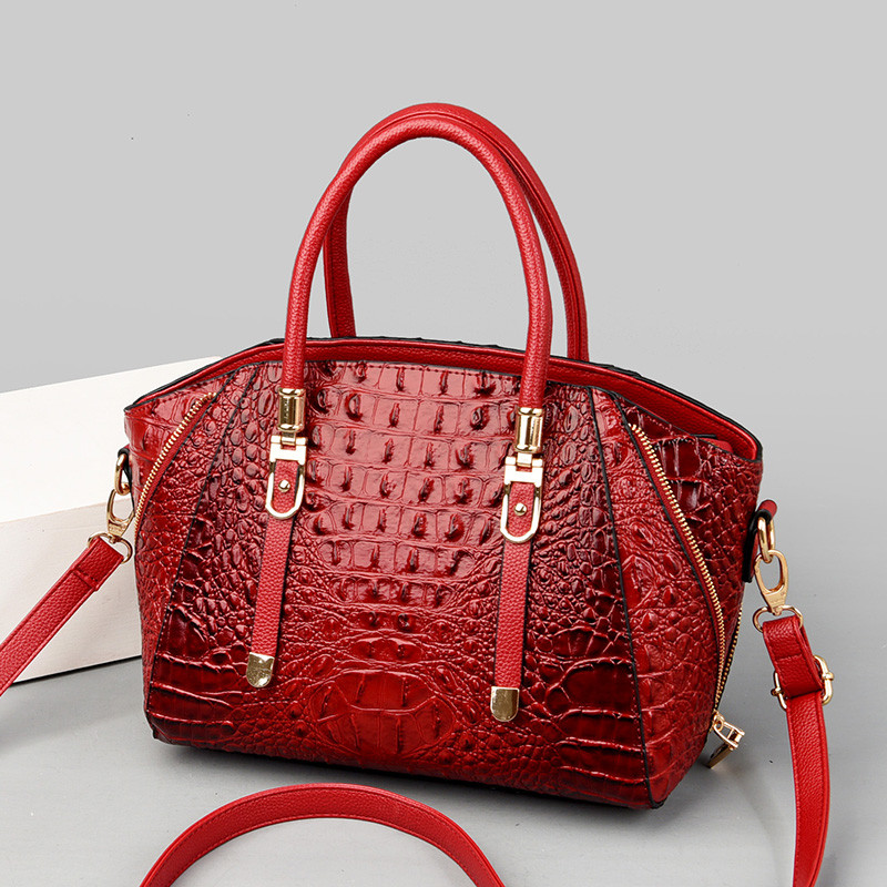 真皮鳄鱼纹贝壳包2025新款斜挎包大容量时尚百搭中年妈妈包手提包,箱包皮具/热销女包/男包,通用款女包,淘宝优惠券,粉丝福利购,淘宝优惠卷