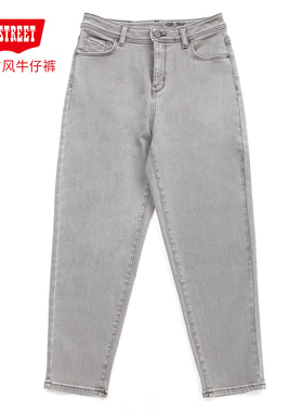 第五街加绒保暖牛仔裤女冬季新款宽松显瘦老爹裤115668-214M0