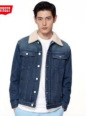 第五街5th street男装时尚帅气外套羊羔绒里牛仔夹克152501-244