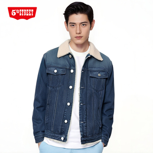 帅气外套羊羔绒里牛仔夹克152501 时尚 244 street男装 第五街5th