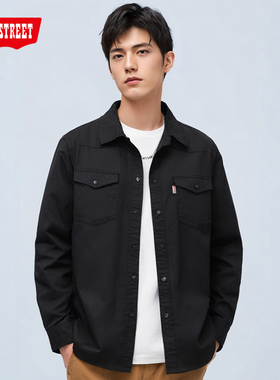 第五街春秋韩版帅气长袖衬衫宽松商务休闲男士衬衣630303-173