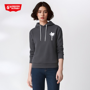 连帽卫衣161506 加绒加厚休闲百搭长袖 244B0 street女装 第五街5th