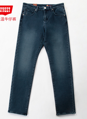 第五街5th street男装加绒加厚直筒针织保温牛仔裤614873-214M0