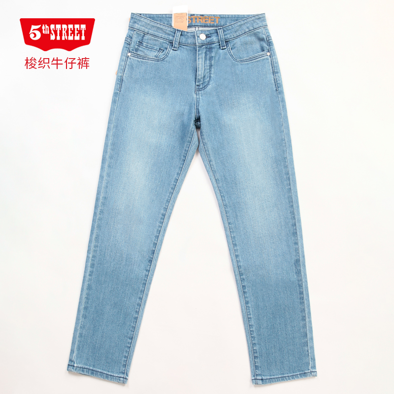第五街5th street女装修身显瘦中腰休闲小脚牛仔裤615846-211M0