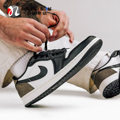 耐克Nike大童黑白棕复古篮球鞋