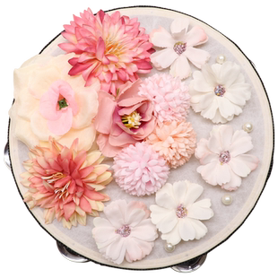 汉服拍照外景民族铃鼓舞表演道具飘带上铃鼓舞蹈拍摄绢花手鼓配饰