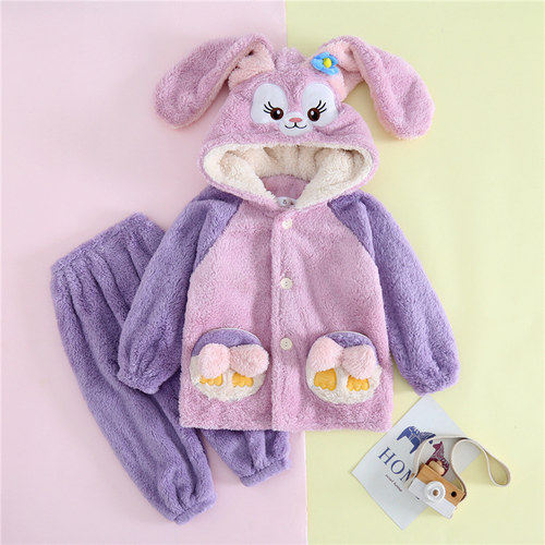 女童珊瑚绒家居服套装可爱秋冬季