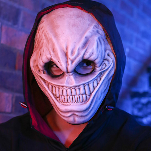 万圣节化装舞会Payday2收获日周边异形恐怖鬼脸男树脂面具白色