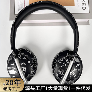 头戴式蓝牙耳机P7233C跨境新品头戴式彩绘卡通涂鸦国潮HIF立体声