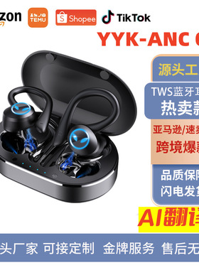 购跨境新款Ai翻译ANC蓝牙耳机tws挂耳式无线运动双耳耳机工厂