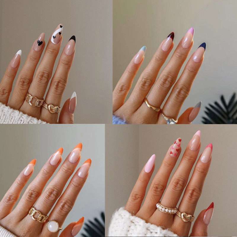 多款杏仁甲型外贸美甲套装穿戴可拆卸假指甲美甲片press on nails