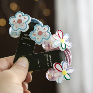 韩版儿童发饰可爱亮片流沙亚小花扎发皮筋猫咪发圈小女孩发绳皮套