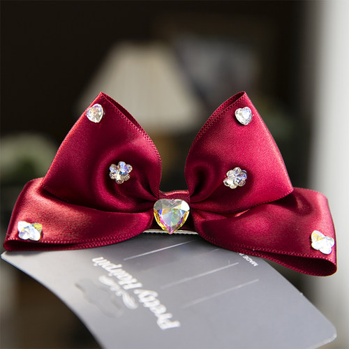 女童韩国水钻立体蝴蝶结发夹头花